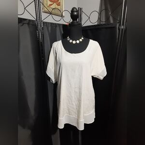 Ann Taylor Silk Cream White Blouse Short Sleeve Cottagecore Boho Coquette